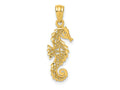 FJC Finejewelers 14 kt Yellow Gold Polished Filigree Seahorse Charm 25 mm x 9 mm