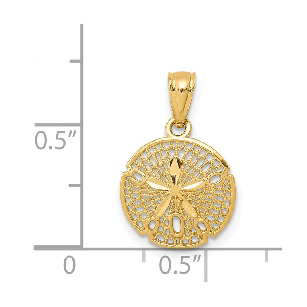 FJC Finejewelers 14 kt Yellow Gold Polished Filigree Sand Dollar Charm 17 mm x 11 mm