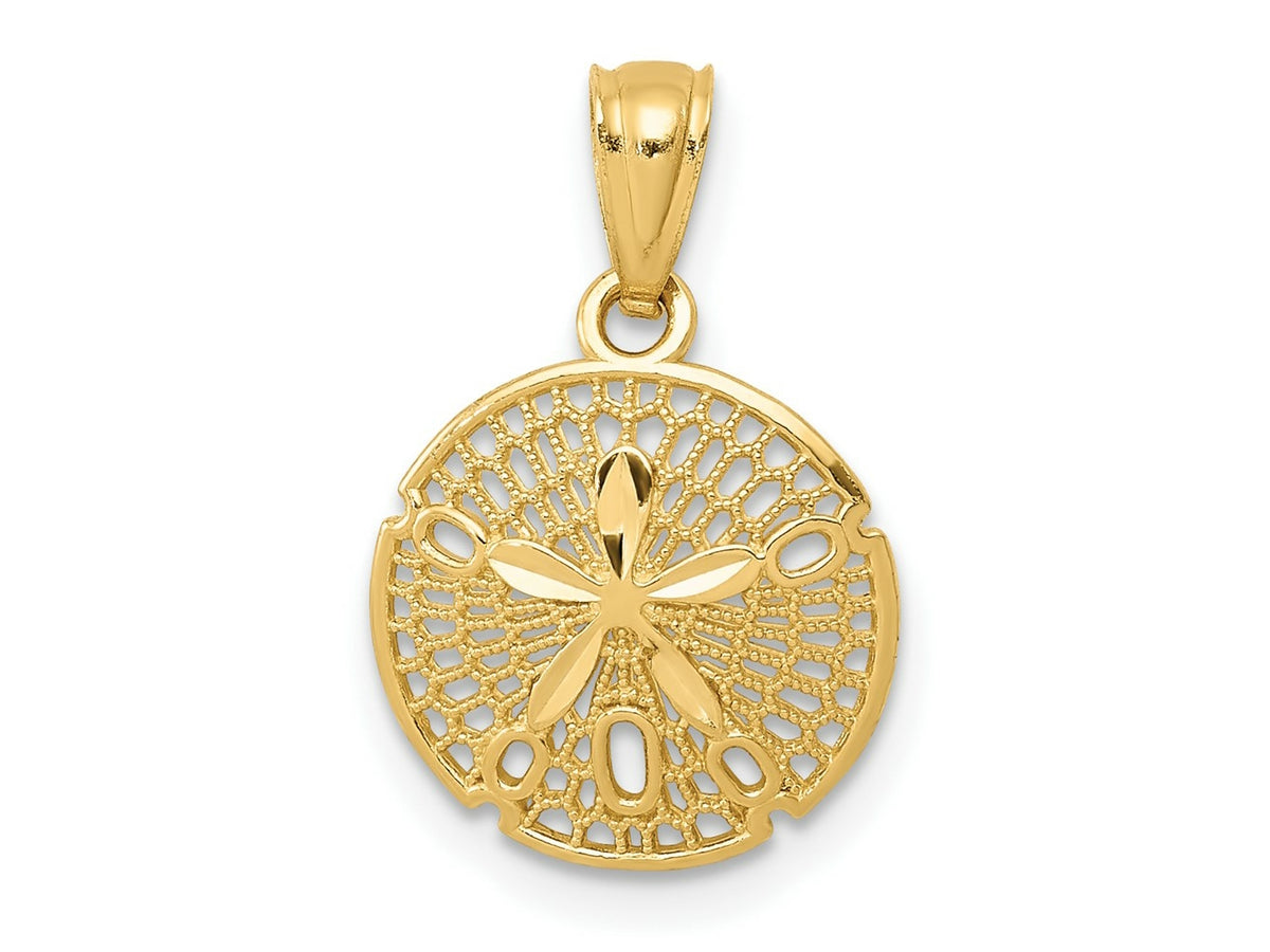 FJC Finejewelers 14 kt Yellow Gold Polished Filigree Sand Dollar Charm 17 mm x 11 mm