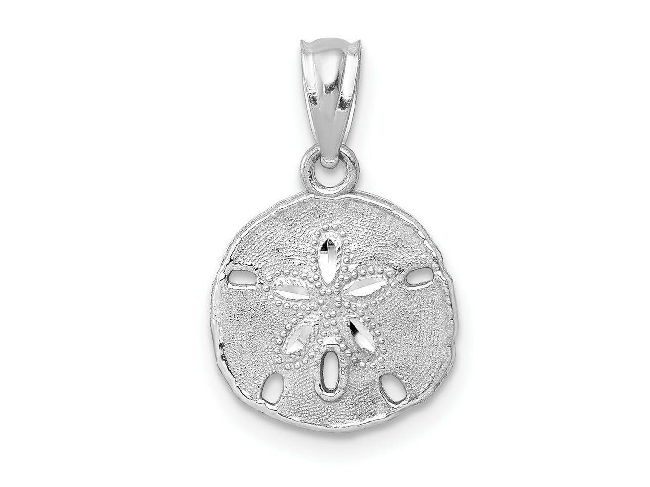 FJC Finejewelers 14 kt White Gold Polished and Textured Sand Dollar Charm 17 mm x 11 mm