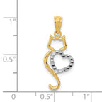 FJC Finejewelers 14 kt Yellow Gold Rhodium-Plated Polished Cat with Heart Charm