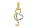FJC Finejewelers 14 kt Yellow Gold Rhodium-Plated Polished Cat with Heart Charm