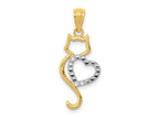 FJC Finejewelers 14 kt Yellow Gold Rhodium-Plated Polished Cat with Heart Charm