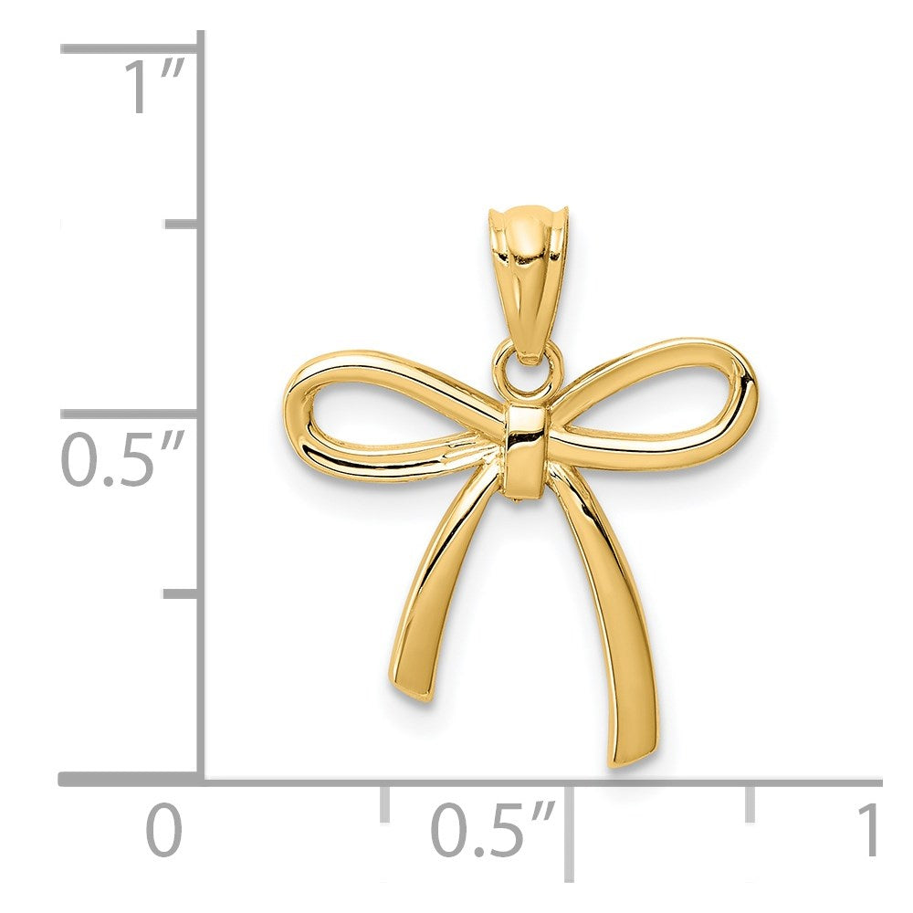 FJC Finejewelers 14 kt Yellow Gold Polished Small Ribbon Bow Charm 16 mm