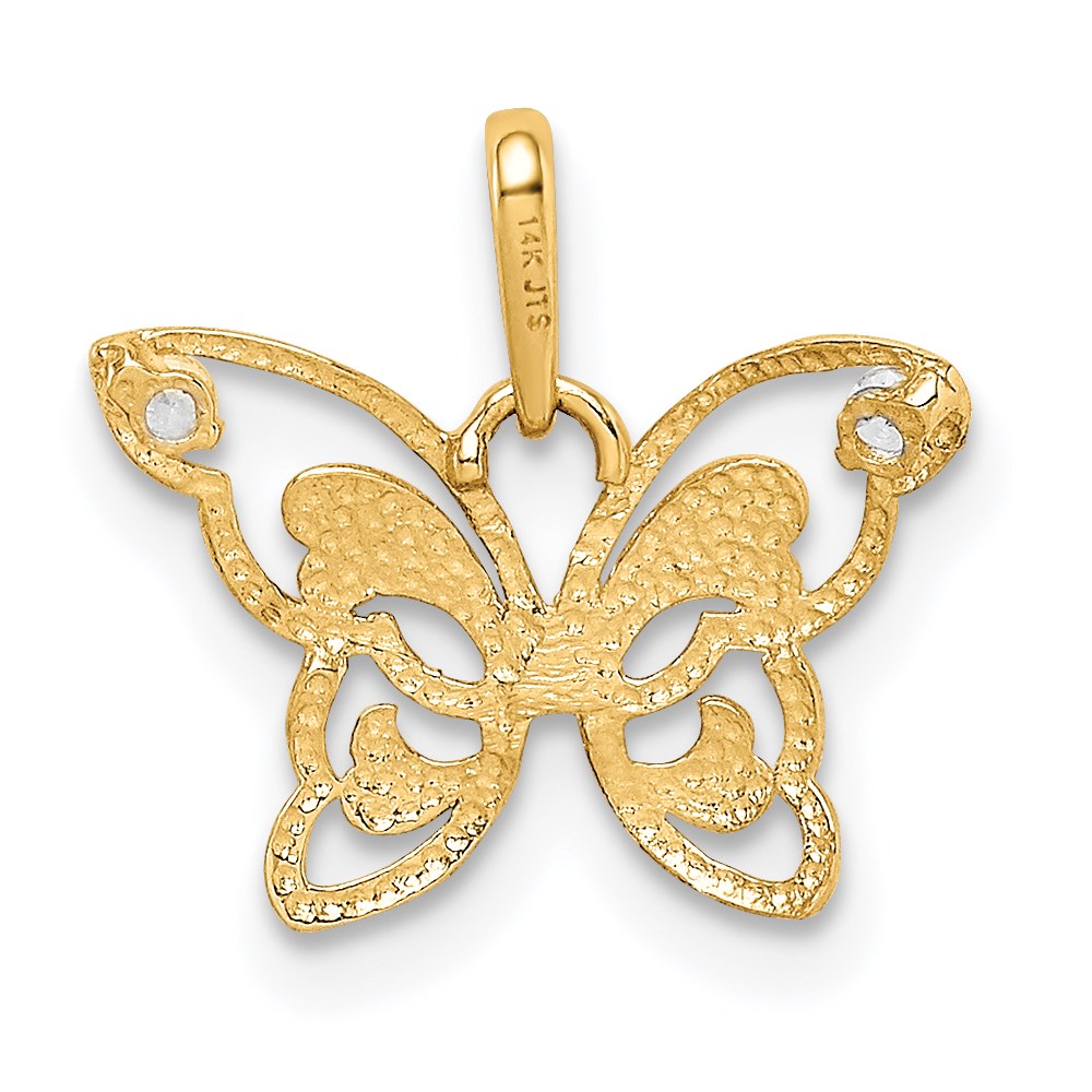 FJC Finejewelers 14 kt Yellow Gold Polished CZ Butterfly Charm 12 x 25 mm