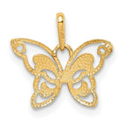 FJC Finejewelers 14 kt Yellow Gold Polished CZ Butterfly Charm 12 x 25 mm