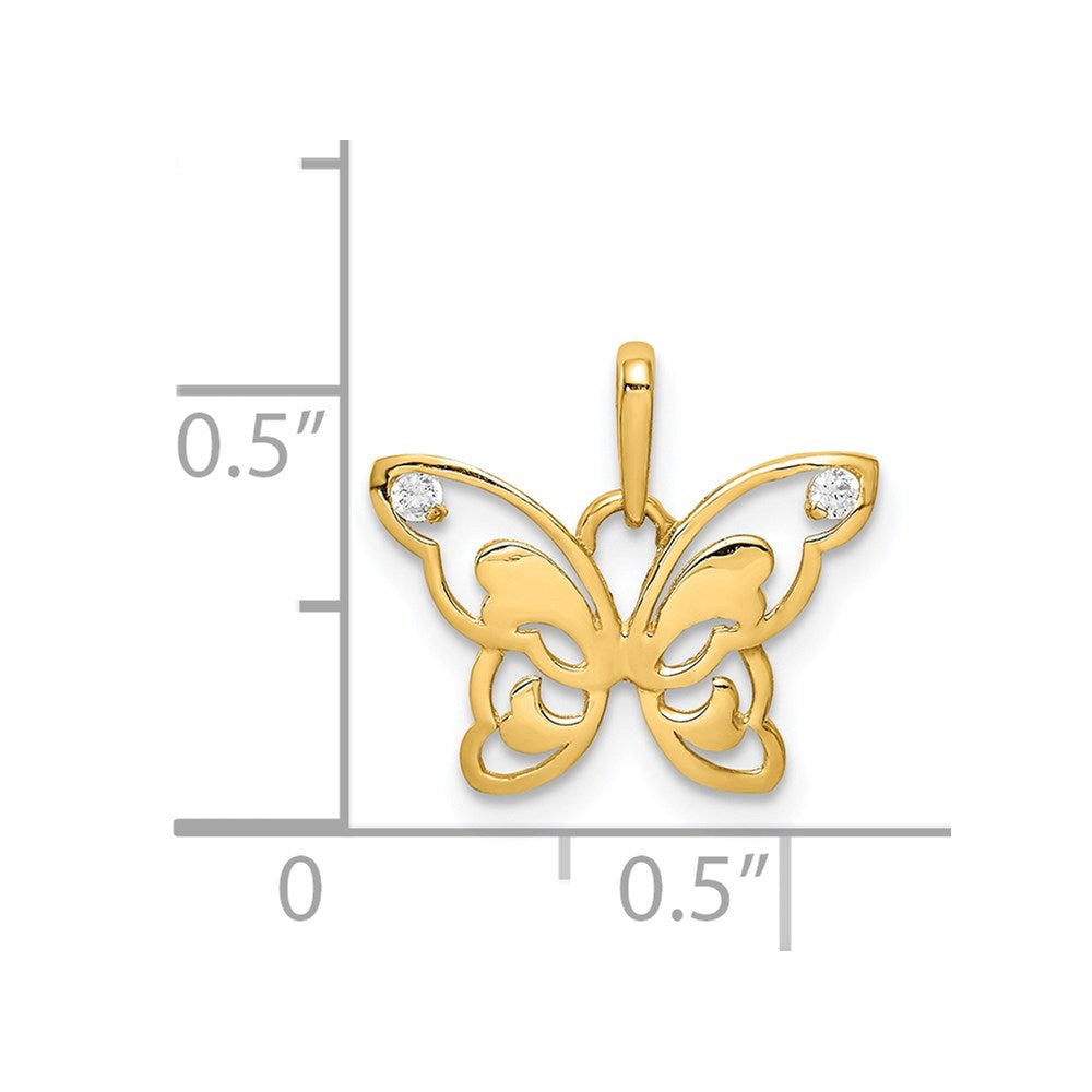 FJC Finejewelers 14 kt Yellow Gold Polished CZ Butterfly Charm 12 x 25 mm