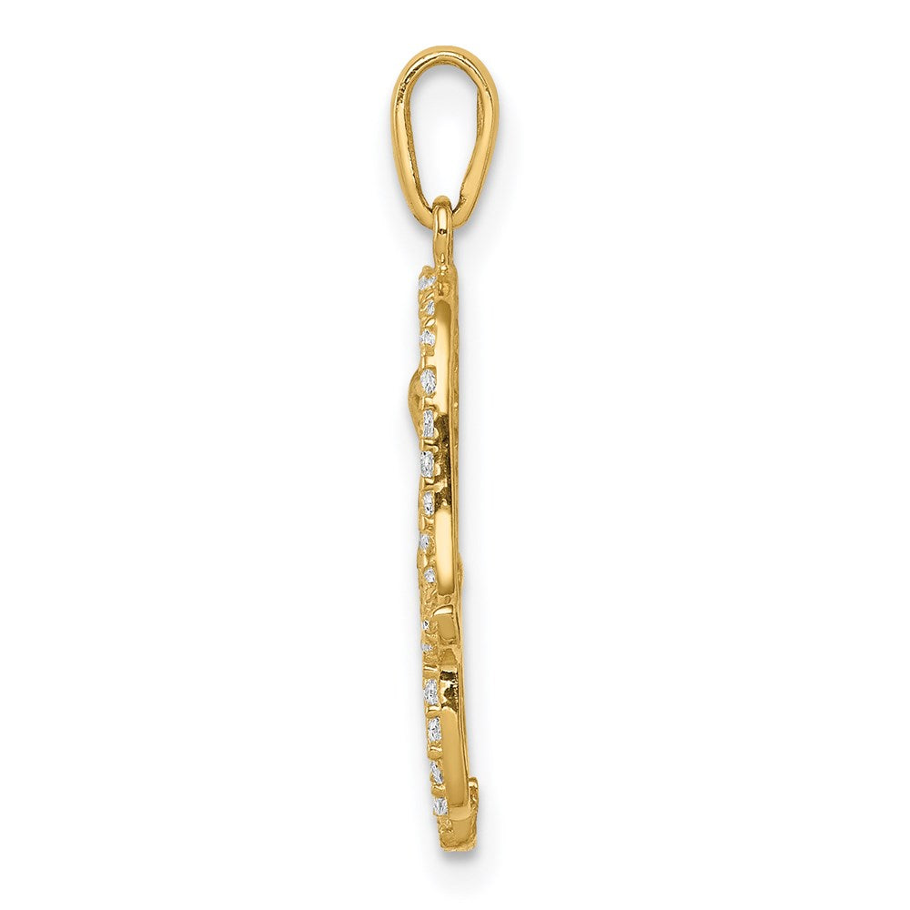 FJC Finejewelers 14 kt Yellow Gold Multi-colored CZ Hamsa Charm 22 mm