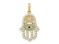 FJC Finejewelers 14 kt Yellow Gold Multi-colored CZ Hamsa Charm 22 mm