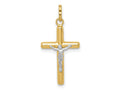FJC Finejewelers 14 kt Yellow Gold with White Rhodium Polished Hollow Crucifix Charm 25 x 12 mm