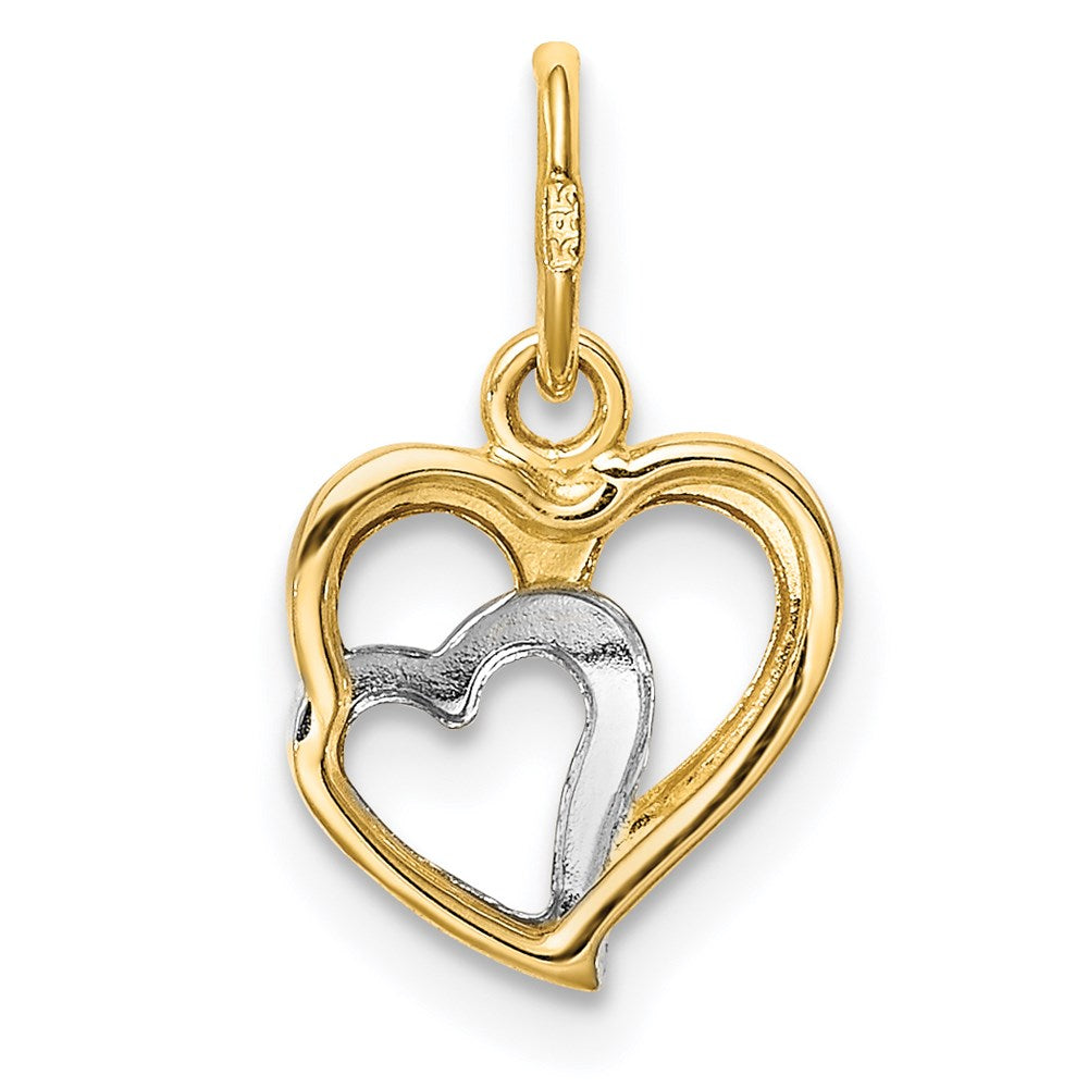 FJC Finejewelers 14 kt Yellow Gold and White Rhodium Polished Hearts Charm 8 mm