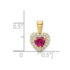 FJC Finejewelers 14 kt Yellow Gold Polished Red and Clear CZ Heart Charm 14 x 9 mm