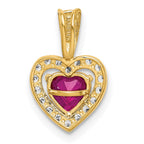 FJC Finejewelers 14 kt Yellow Gold Polished Red and Clear CZ Heart Charm 14 x 9 mm