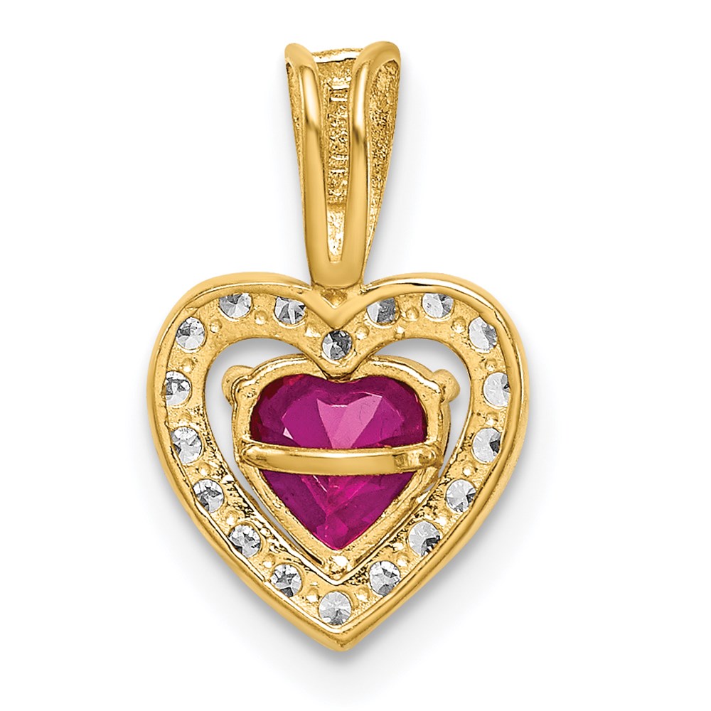 FJC Finejewelers 14 kt Yellow Gold Polished Red and Clear CZ Heart Charm 14 x 9 mm