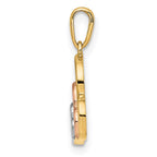 FJC Finejewelers 14 kt Yellow Gold with Rose and White Rhodium Polished 3 Hearts Charm 10 mm