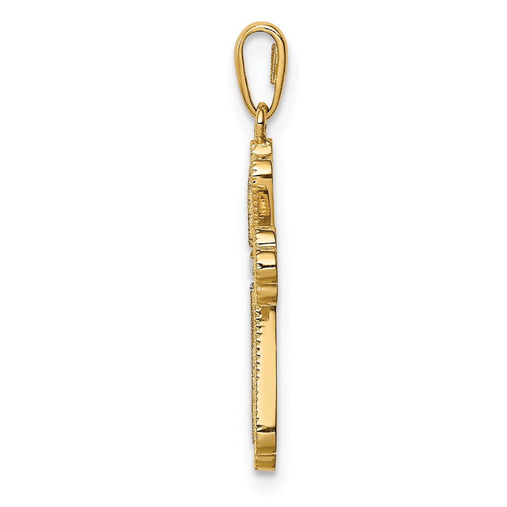 FJC Finejewelers 14 kt Yellow Gold with White Rhodium CZ Cross Charm 23 mm