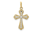 FJC Finejewelers 14 kt Yellow Gold with White Rhodium CZ Cross Charm 23 mm