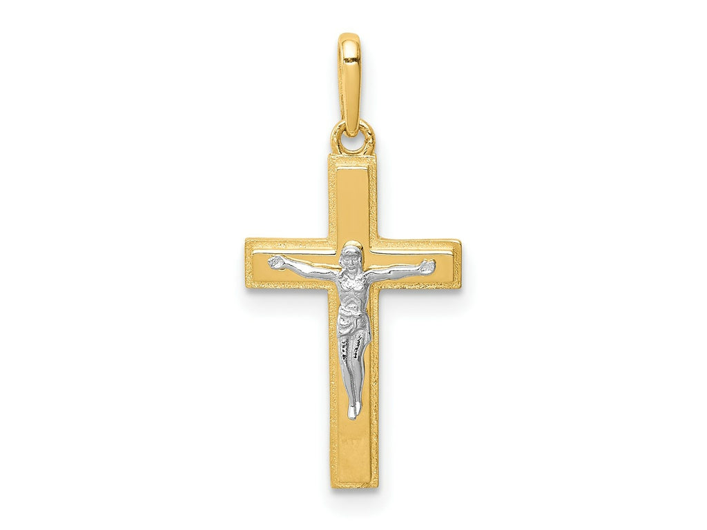 FJC Finejewelers 14 kt Two Tone Gold Crucifix Charm 21 x 10 mm