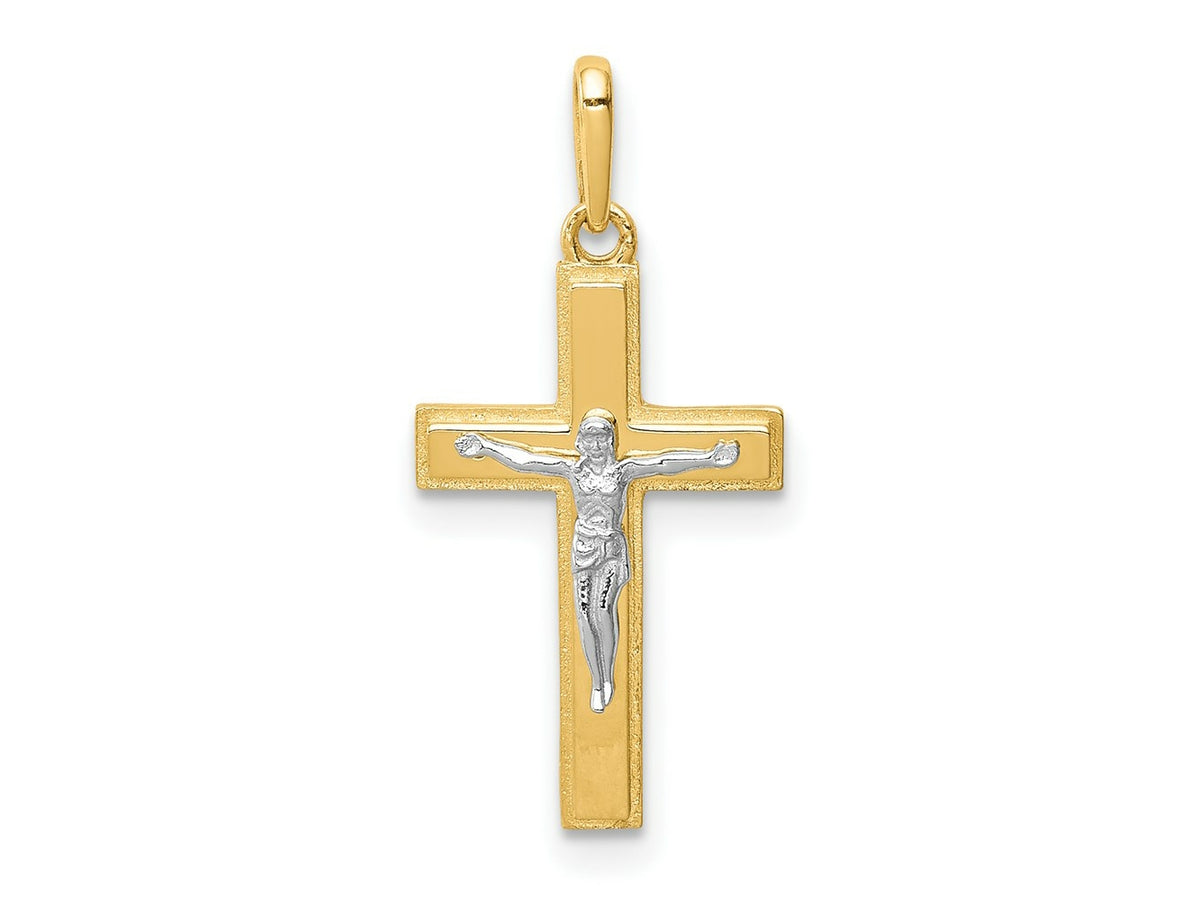 FJC Finejewelers 14 kt Two Tone Gold Crucifix Charm 21 x 10 mm