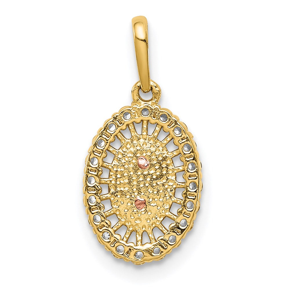 FJC Finejewelers 14 kt Two Tone Gold Our Lady of Guadalupe CZ Charm 17 x 8 mm