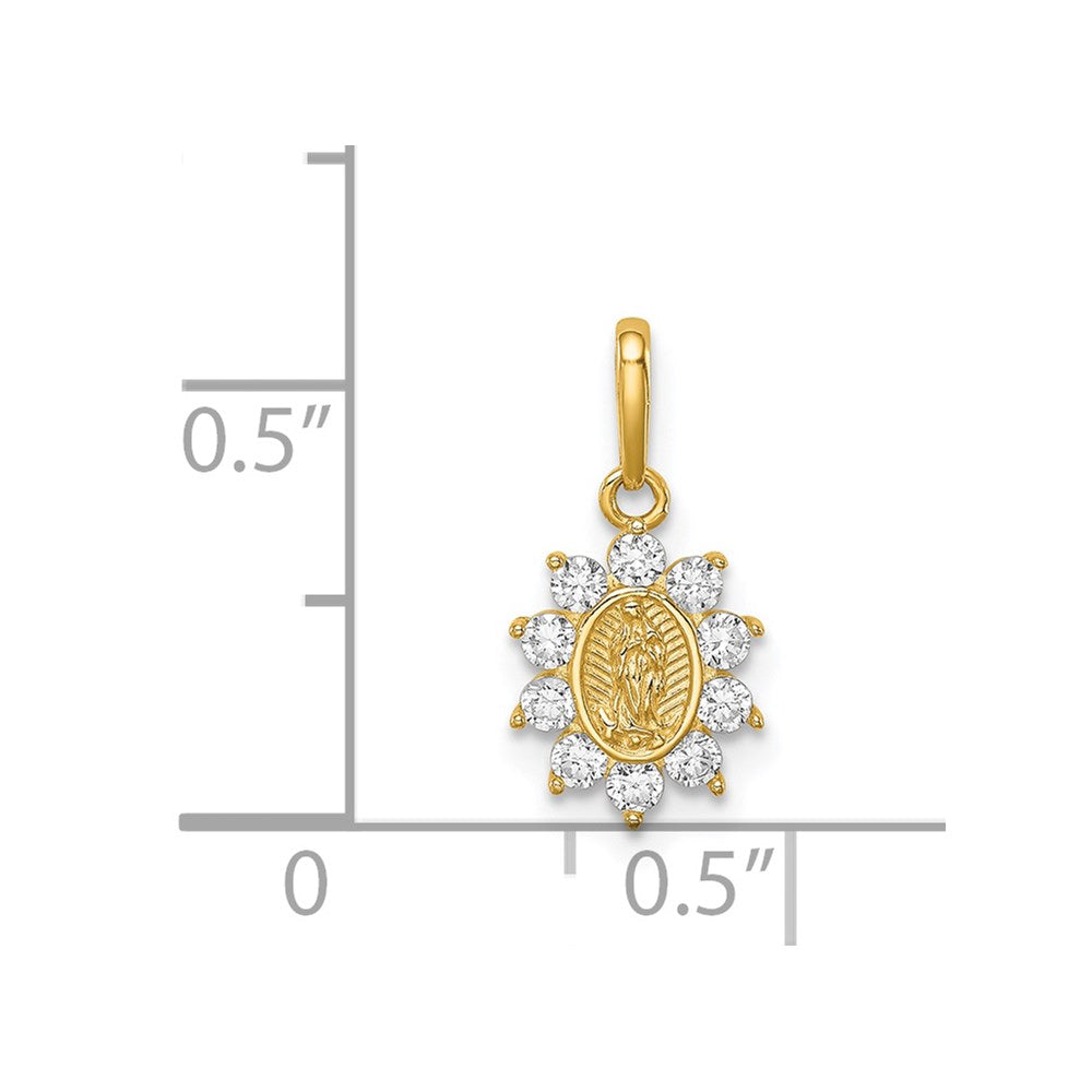 FJC Finejewelers 14 kt Yellow Gold Our Lady of Guadalupe CZ Charm 15 x 8 mm