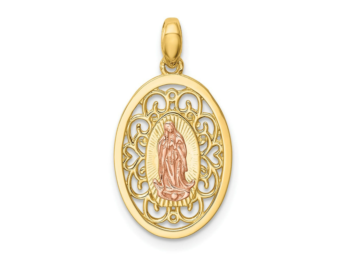 FJC Finejewelers 14 kt Two Tone Gold Our Lady of Guadalupe Charm 23 x 12 mm