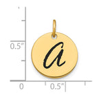 FJC Finejewelers 14 kt Yellow Gold Polished Black Enamel Letter A Initial Disk Charm 15 x 15 mm