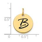 FJC Finejewelers 14 kt Yellow Gold Polished Black Enamel Letter B Initial Disk Charm 15 x 15 mm