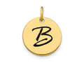 FJC Finejewelers 14 kt Yellow Gold Polished Black Enamel Letter B Initial Disk Charm 15 x 15 mm