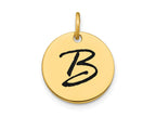 FJC Finejewelers 14 kt Yellow Gold Polished Black Enamel Letter B Initial Disk Charm 15 x 15 mm