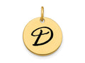 FJC Finejewelers 14 kt Yellow Gold Polished Black Enamel Letter D Initial Disk Charm 15 x 15 mm