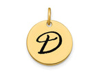 FJC Finejewelers 14 kt Yellow Gold Polished Black Enamel Letter D Initial Disk Charm 15 x 15 mm