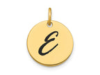 FJC Finejewelers 14 kt Yellow Gold Polished Black Enamel Letter E Initial Disk Charm 15 x 15 mm