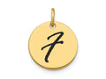 FJC Finejewelers 14 kt Yellow Gold Polished Black Enamel Letter F Initial Disk Charm 15 x 15 mm