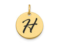 FJC Finejewelers 14 kt Yellow Gold Polished Black Enamel Letter H Initial Disk Charm 15 x 15 mm