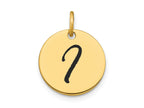 FJC Finejewelers 14 kt Yellow Gold Polished Black Enamel Letter I Initial Disk Charm 15 x 15 mm