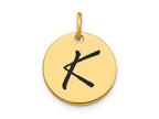 FJC Finejewelers 14 kt Yellow Gold Polished Black Enamel Letter K Initial Disk Charm 15 x 15 mm
