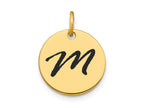 FJC Finejewelers 14 kt Yellow Gold Polished Black Enamel Letter M Initial Disk Charm 15 x 15 mm