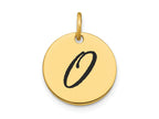 FJC Finejewelers 14 kt Yellow Gold Polished Black Enamel Letter O Initial Disk Charm 15 x 15 mm