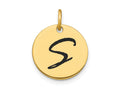 FJC Finejewelers 14 kt Yellow Gold Polished Black Enamel Letter S Initial Disk Charm 15 x 15 mm