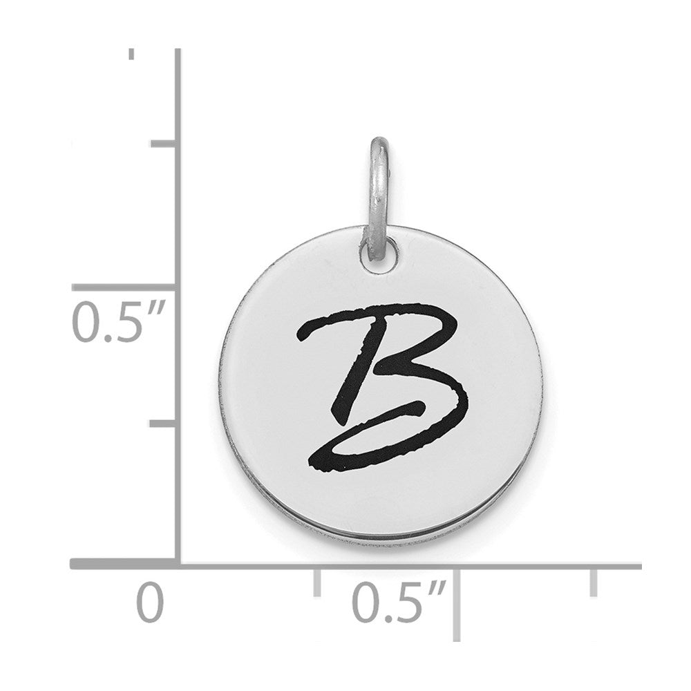 FJC Finejewelers 14 kt White Gold Polished Black Enamel Letter B Initial Disk Charm 15 x 15 mm