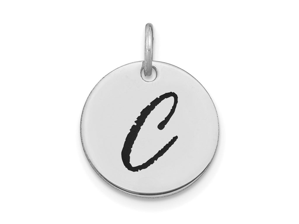 FJC Finejewelers 14 kt White Gold Polished Black Enamel Letter C Initial Disk Charm 15 x 15 mm