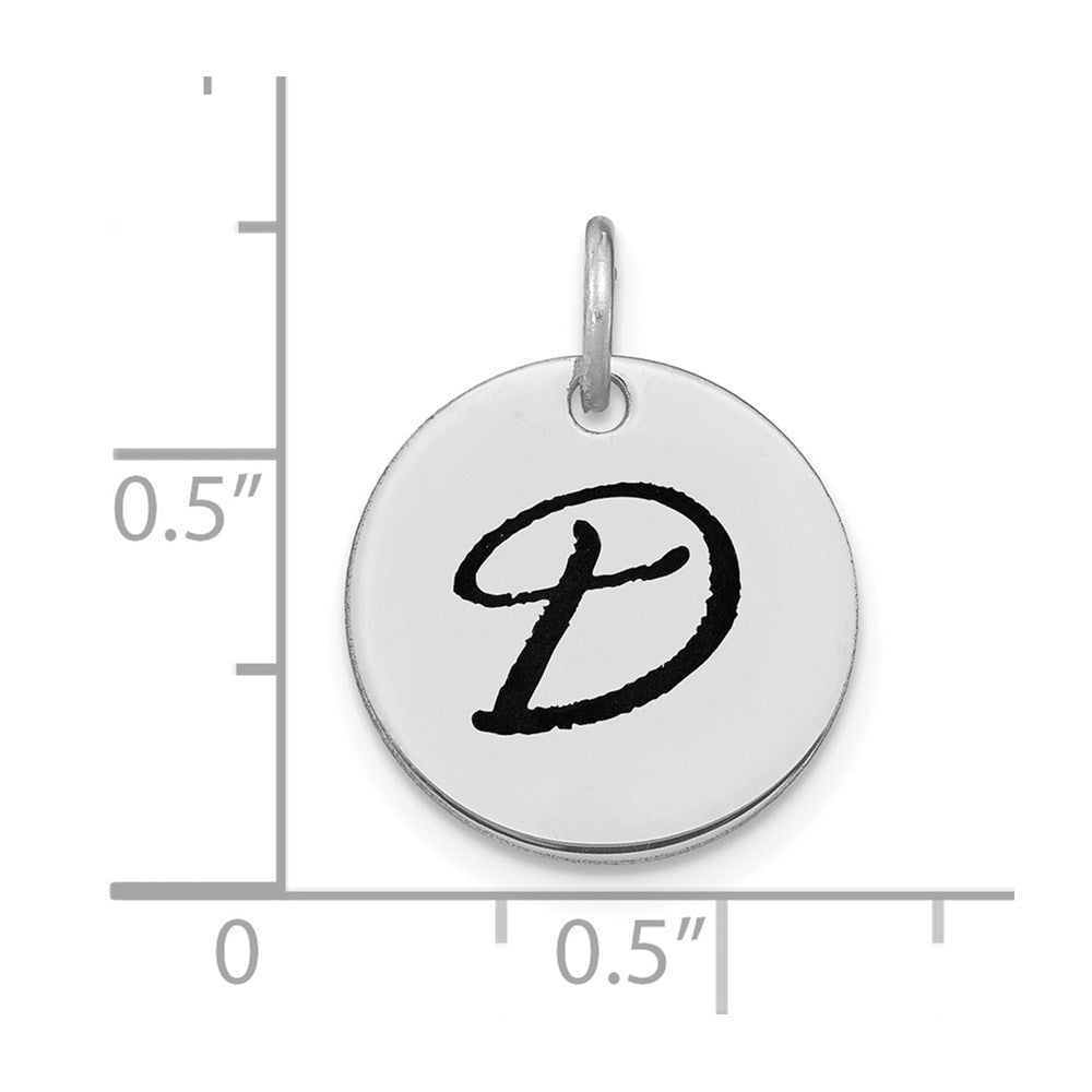 FJC Finejewelers 14 kt White Gold Polished Black Enamel Letter D Initial Disk Charm 15 x 15 mm