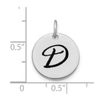FJC Finejewelers 14 kt White Gold Polished Black Enamel Letter D Initial Disk Charm 15 x 15 mm