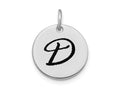 FJC Finejewelers 14 kt White Gold Polished Black Enamel Letter D Initial Disk Charm 15 x 15 mm