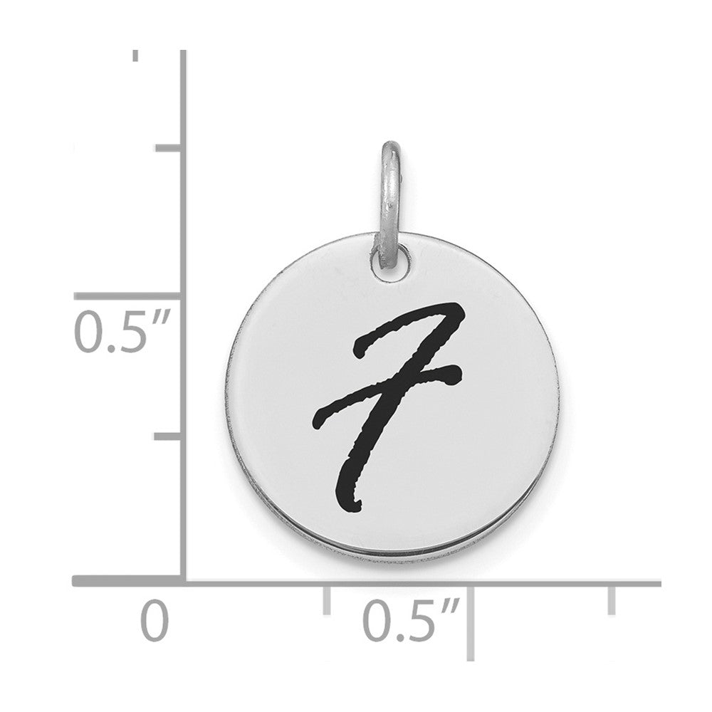 FJC Finejewelers 14 kt White Gold Polished Black Enamel Letter F Initial Disk Charm 15 x 15 mm