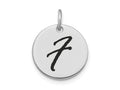 FJC Finejewelers 14 kt White Gold Polished Black Enamel Letter F Initial Disk Charm 15 x 15 mm