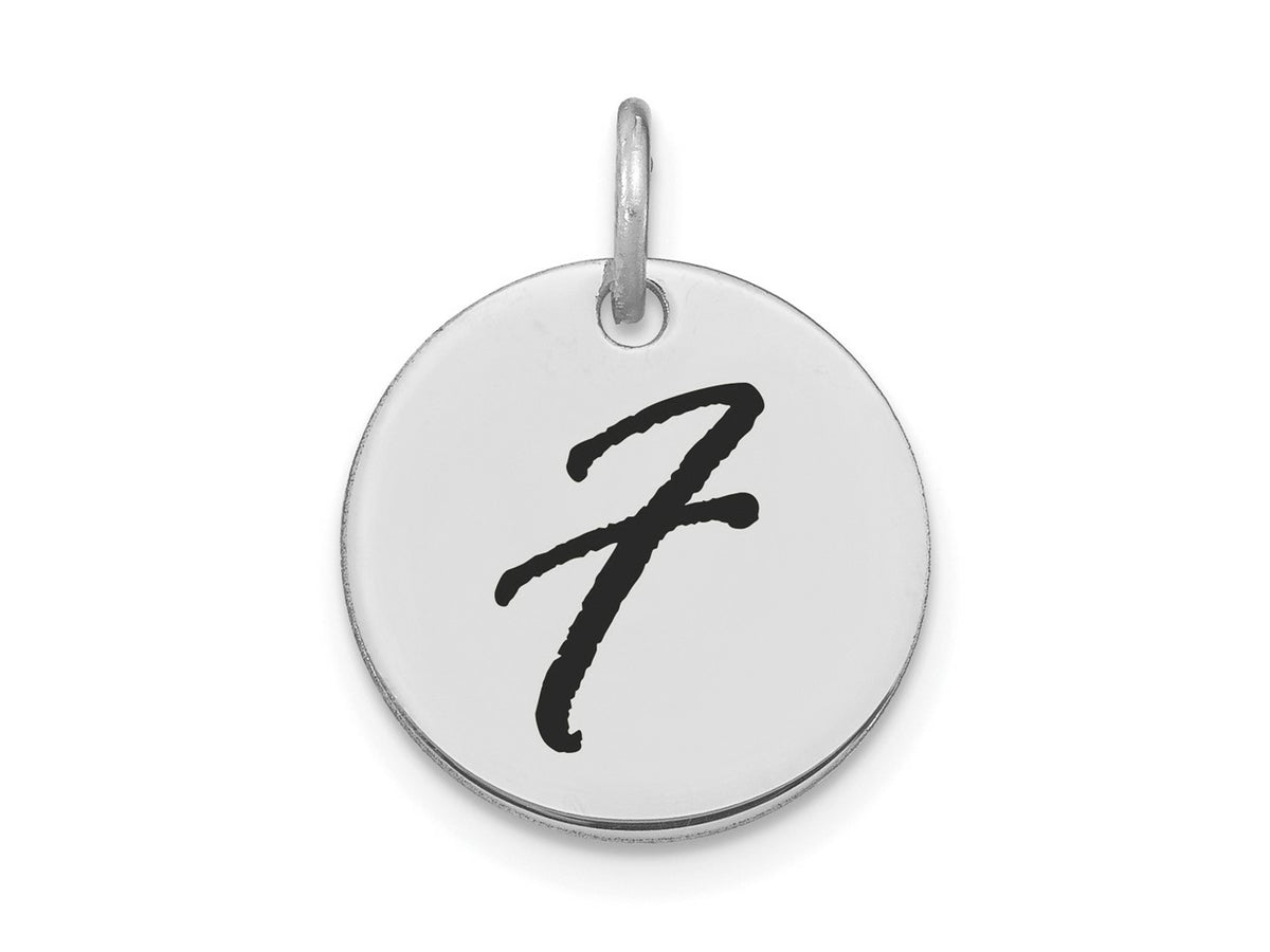 FJC Finejewelers 14 kt White Gold Polished Black Enamel Letter F Initial Disk Charm 15 x 15 mm