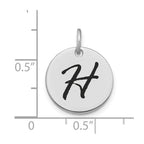 FJC Finejewelers 14 kt White Gold Polished Black Enamel Letter H Initial Disk Charm 15 x 15 mm