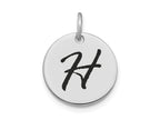 FJC Finejewelers 14 kt White Gold Polished Black Enamel Letter H Initial Disk Charm 15 x 15 mm